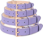 WHIPPY Leather Dog Collar for Small Medium Large Dog Adjustable Soft Breathable Leather Padded Puppy Collar with Alloy Buckle Heavy Duty Waterproof Classic Dog Pet Collar,Purple,L
