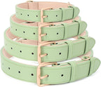 WHIPPY Leather Dog Collar for Small Medium Large Dog Adjustable Soft Breathable Leather Padded Puppy Collar with Alloy Buckle Heavy Duty Waterproof Classic Dog Pet Collar,Green,M