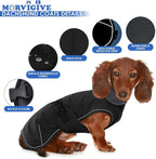 Dog Coat - Perfect for Dachshunds, Black, Large - Waterproof Winter Coat with Fleece Lining, Built-in Harness, Adjustable Closure