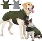 HEYWEAN Dog Winter Coat - Waterproof Windproof Reflective Vest for Medium & Large Breeds Adjustable Warm FleeceLined Jacket with Magic Tape & D-Ring for Leash Cold Weather Apparel (Green, Medium)