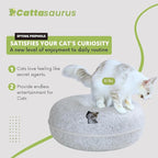 Cattasaurus Peekaboo Cat Cave, Extra Spacious for Multiple & Large Cats 12+ lbs, Scratch Detachable Beds for Indoor Cats, Washable Tunnel Bed, Comfy Cat Donut Tunnel (Light Gray+Light Gray, Jumbo)