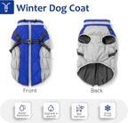 Dog Winter Coat with Harness, Dog Jacket, Pet Clothes with Zipper on Back, Waterproof Windproof Warm Vest, Reflective Cold Weather Coats, for Small Medium Large Dogs, Thick, Blue, M