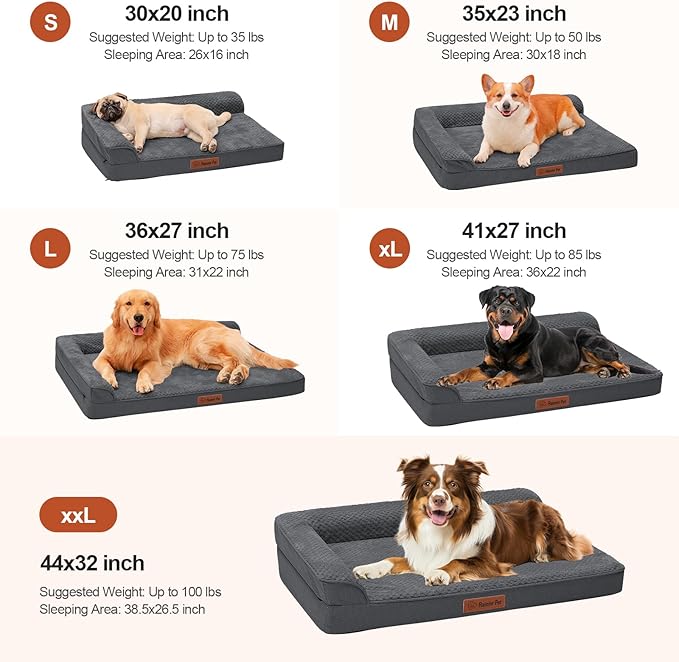 Orthopedic Dog Bed Medium Size Dog, Memory Foam Pet Bed for Small and Medium Dogs, Washable Removable Cover, Nonskid Bottom, Waterproof, 30x20x6 Inches, Dark Grey