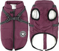Aiboria Dog Jackets Coat for Winter Windproof Waterproof Skiing Dog Vest Fleece Warm Chest Strap Belt Purple 4XL