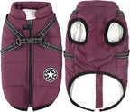 Aiboria Dog Jackets for Winter Windproof Waterproof 2 in 1 Outfit Cold Weather Coat Dog Vest Harness Puppy Winter Warm Jacket Purple S
