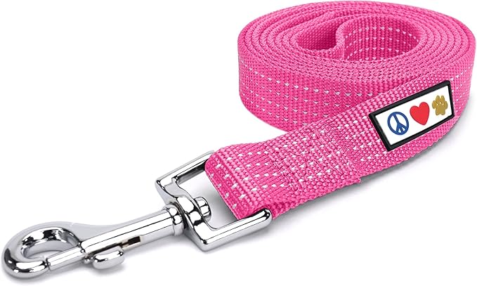 Pawtitas 6 FT Reflective Pet Puppy Leash - Comfortable Handle, Heavy Duty Dog Training, Available as Small Dog Pink Leash