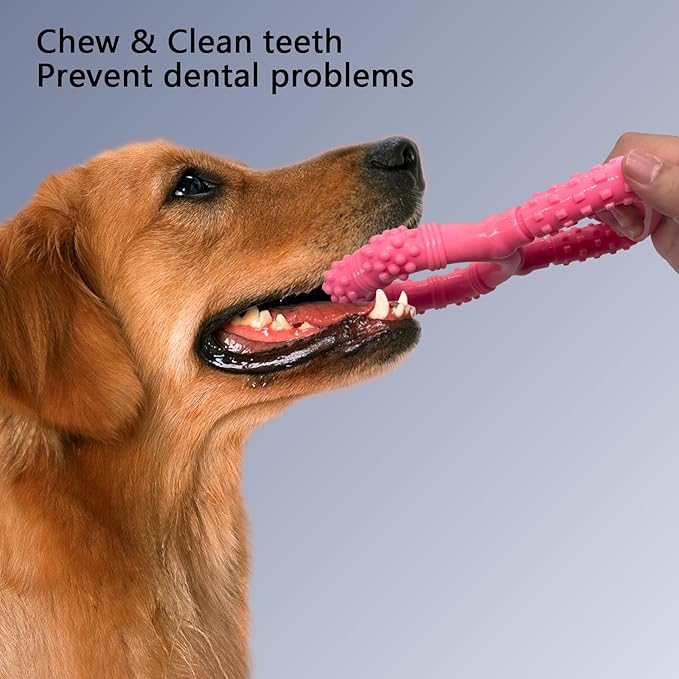 Tug of War Dog Toy, Interactive Dog Pull Toys, Adult and Puppy Teething Toy, Tough Chew Toy for Small Medium Large Dogs, Rubber, Lightweight, Comfortable Grip (Pink)