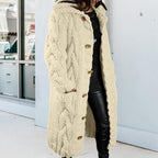 LOAIHA Women Chunky Cable Knit Long Sleeve Cardigan Fall Winter Trendy Oversized Button Down Sweaters Outerwear with Pocket
