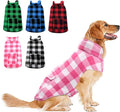 ASENKU Dog Winter Coat, Fleece Doggie Jacket Plaid Reversible Vest Waterproof Windproof Cold Weather Clothes for Small Medium Large Dogs (Pink,3XL)