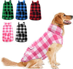ASENKU Dog Winter Coat, Fleece Doggie Jacket Plaid Reversible Vest Waterproof Windproof Cold Weather Clothes for Small Medium Large Dogs (XXL, Pink)