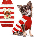 PETCARE Reindeer Christmas Dog Sweater Red Striped Cat Sweater Cartoon Elk Pet Vest Holiday Dog Clothes Puppy Sweaters for Small Medium Large Dogs Cats Fall Winter Outfits Xmas Dogs Costume,X-Large