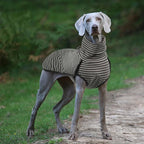 ROZKITCH Dog Winter Coat Soft Pullover Pajamas, Pet Windproof Warm Cold Weather Jacket Vest Cozy Jumpsuit Apparel Outfit Clothes for Walking Hiking Travel Sleep Stripe 3XL