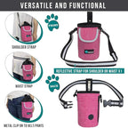 PetAmi Dog Treat Pouch, Large Pet Training Treat Pouch with Pocket, Dog Trainer Essentials Supply Holder with Poop Bag Dispenser, Training Bag for Kibbles Toys, 3 Ways to Wear (Pink)