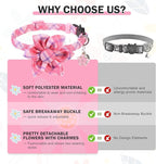 Cat Collar with Bells- Breakaway Cat Collar for Girl Cats- Flower Cat Collars with Removable Floral Safety Buckle- Cute Kitten Collar Adjustable 8"-12" for Kitty Puppy and Small Pets