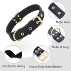 Dog Collar, Leather Dog Collar with Adjustable Sturdy Metal Buckle,Heavy Duty Dog Collar for Walking, Hiking, Training, Hunting (Black,L:18.6"-25.8" Neck)