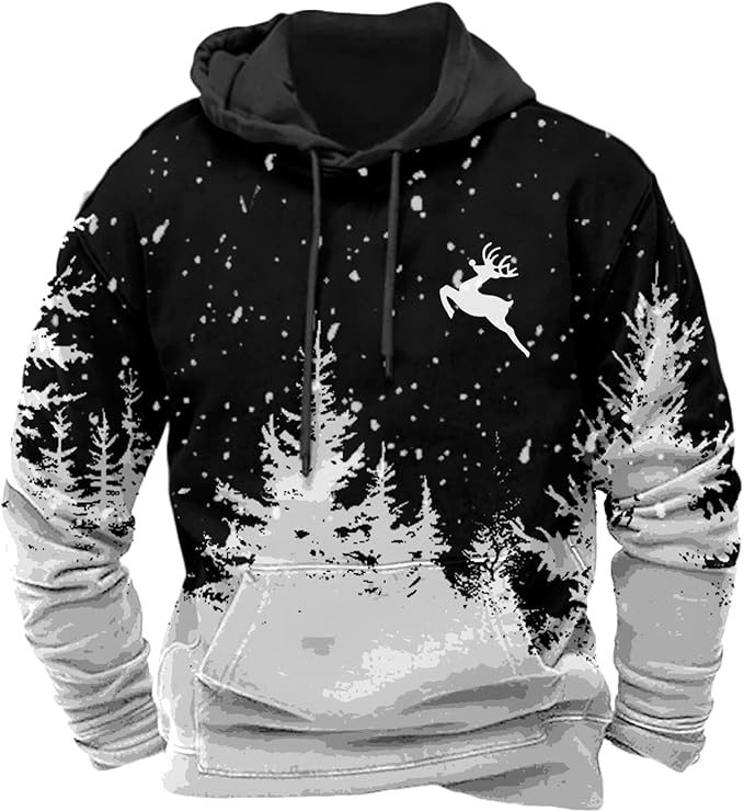HOTYD Mens Western Aztec Sweatshirts Long Sleeve Fall Fashion Drawstring Pullover Vintage Graphic Cowboy Hoodie for Men