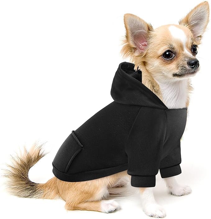 Idepet Pet Dog Hoodies 2 Pack with Pocket, Dog Outfits for Small Pets Chihuahua Clothes Warm Coat Jacket Autumn Puppy Sweatshirt Cats Clothing