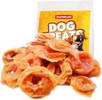 Chicken Rings Dog Treats, Natural Chicken Breast Jerky Rawhide-Free Soft Chews Healthy Dog Training Treats for Small Medium Large Breed 10.54oz