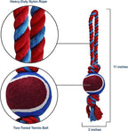 Dog Rope Toy with Tennis Ball, Nylon Rope with Balls, Fun Tug of War Toy for Dogs, Tough Dog Toy for Aggressive Chewers, Eskimo, Terrier, Beagle & More (3 Set Rope Dog Toy Blue Ball)