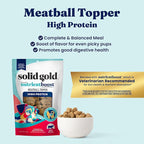 Solid Gold Meatball Dog Food Toppers for Dry Food- High Protein Beef Meatball Topper for Dogs - Complete Meal, Meal Mix in or Soft Dog Treats - Supports Gut Health - 3 Pack *Refrigerate After Opening*