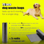Dog Poop Bags, 20L / 5.3 Gal Replacement Dog Poop Bag - 75 PCS Leak-Proof & Tear-Resistant Bags for Most Pet Waste Trash Cans