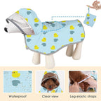 SlowTon Dog Raincoat, Adjustable Dog Rain Jacket Clear Hooded Double Layer, Waterproof Poncho with Reflective Strip Straps and Storage Pocket for Small Medium Large Dogs Puppies(DK XL)