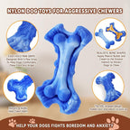 Magicorange Tough Dog Toys, Chew Toys for Aggressive Chewers, Dog Bone Toy Nylon Almost Indestructible Dogs Toy for Teeth Cleaning and Training (Blue)