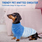 Queenmore Pullover XL Dog Sweater,Classic Turtleneck Warm Dogs Sweater with Leash Hole for Dog Girls Boys,Winter Knitwear Clothes for Dachshund,Corgi,French Bulldog(Royal Blue,XL)