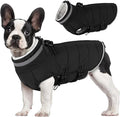 Dog Coat with Harness Built-in, Waterproof Reflective Fleece Lined - Warm Windproof Winter Jacket with Back Zipper, Cold Weather Snow Dog Coats - Black - L