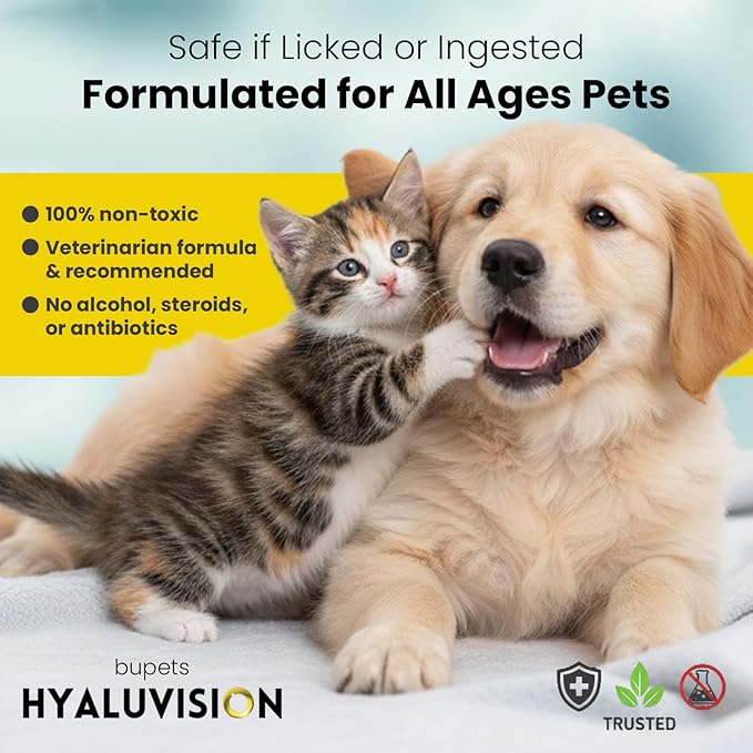 Hyaluvision Gel Eye Drops for Pets – 0.40% Hyaluronan, Relieves Dry Eyes & Infection, Soothes Allergy & Pink Eye, Lubricant, Hydration & Tear Stain Remover, 0.68 fl oz