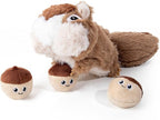 Hollypet Squeaky Dog Toy, Interactive Plush Hide and Seek Dog Toys for Small Medium Sized Dogs and Non-Aggressive Chewers, Puppy Teeth Clean Chew Toys, Pine Cone