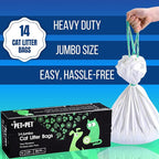 PET N PET Cat Litter Box Liners Bags Jumbo, Heavy Duty Tear Resistant & Drawstring Closure Cat Litter Bags, Waterproof Kitty Box Liners Fits Litterbox Pan Sizes, 36" x 18", 14 Count