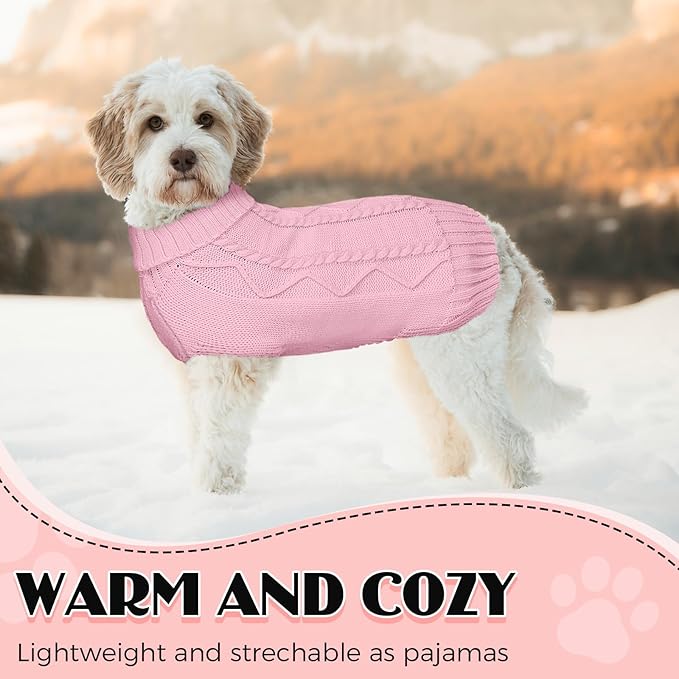 Dog Sweaters for Small Medium Large Dogs Girl, Soft Warm Turtleneck Pup Dogs Shirt, Double Knitting Collar for Outdoor Playing, Warm Dog Clothes (M,Pink)