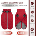 AOFITEE Coat for Extra Large Dogs, Warm Turtleneck Dog Winter Jacket with Back Zipper, Waterproof Dog Puffer Jacket for Large Dogs, XL Pet Coat Warm Snowsuit for Corgi, Border Collie, Beagle