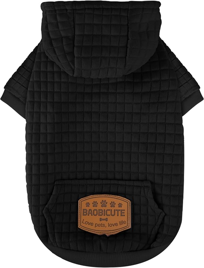 2 Pack Dog Hoodie Sweaters for Small Medium Dogs Warm Dog Clothes for Large Dogs Soft Waffle-Like Laminated Sweatshirt Bulldog (Black, XS (Back: 10",Chest: 13", Neck: 9"))