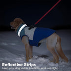 azuza Dog Jacket for Medium Dogs Waterproof Dog Coat with Reflective Strips and Harness Built in Warm Fleece Dogs Winter Coat Windproof with Back Zipper, Blue XL
