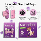 Dog Poop Bags Rolls with Dispenser 150 Count Biodegradable Bags for Dog and Cat Lavender Scented Waste Bag Leak Proof Doggie Poop Bag Doggy Trash Bag Purple