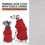 Kuoser Extra Warm Dog Jacket for Medium Dogs, Fleece Lined Dog Turtleneck Snow Suits, Windproof & Reflective Pet Winter Coat Cold Weater Clothes for Dogs, Red M