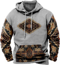 HOTYD Mens Western Aztec Sweatshirts Long Sleeve Fall Fashion Drawstring Pullover Vintage Graphic Cowboy Hoodie for Men