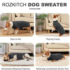 ROZKITCH Dog Winter Coat Soft Pullover Pajamas with Leash Hole, Pet Windproof Warm Cold Weather Jacket Vest Cozy Jumpsuit Apparel Outfit Clothes for Walking Hiking Travel Sleep Black XS