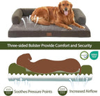 Orthopedic Dog Beds for Extra Large Dogs, Waterproof Egg Crate Foam XL Dog Bed with Sides 45 * 35Inch, Big Dogs Couch Beds with Removable Washable Cover and Nonskid Bottom, Dark Green