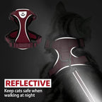 PUPTECK Cat Harness and Leash Set Escape Proof Reflective Cat Walking Harness Adjustable Soft Breathable Mesh Vest for Small Pets, Red, S