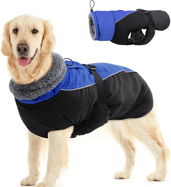 IDOMIK Dog Winter Coat, Reflective Waterproof Dog Jacket for Cold Weather, Warm Pet Coats for Small Medium Large Dogs, High Collar Doggy Fleece Snow Jacket, Winter Vest with Adjustable Buckle,XL