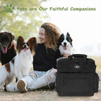WOLT Dog Travel Bag Dog Bag for Traveling and Supplies with 2 Collapsible Bowls, 2 Food Containers, 1 Place Mat, Black