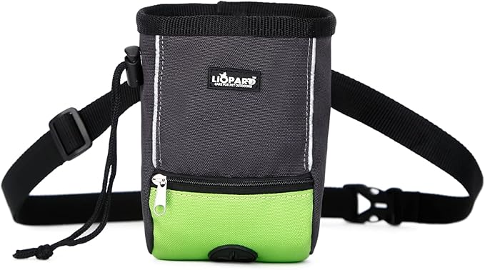 LIOPARD Treat Training Pouch for Dogs, Pet Treat Pouch, Dog Treat Pouches, Dog Treat Bag, Dog Training Treat Bag, Slanted Opening, Ideal for Dog Walking & Training (Green)