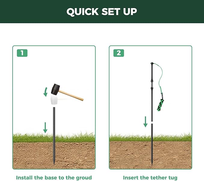 FXW TugPal Flex Outdoor Tug of War Toy for Dog,Interactive Exercise Game with Spring-Top Rod for Yard,47 inch for Medium Dogs up to 60 lbs| Safe Design & Rustproof Base,│Patent Pending