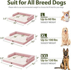 Orthopedic Dog Beds for Large Sized Dogs, Waterproof Egg Crate Foam Large Dog Couch Beds with Comfy Bolster 36x27Inch, Washable Pet Beds with Removable Cover and Nonskid Bottom, Pink
