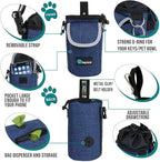 PetAmi Dog Treat Pouch, Large Pet Training Treat Pouch with Pocket, Dog Trainer Essentials Supply Holder with Poop Bag Dispenser, Training Bag for Kibbles Toys, 3 Ways to Wear (Navy)