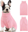 KOESON XS Dog Sweater Girl and Boy, Warm Extra Small Dog Sweater, Soft Turtleneck Doggy Sweaters with Sleeves, Thick Pink Christmas Sweaters for Chihuahua, Yorkie, Pink, XSmall