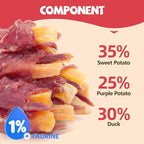 Dog Treats Duck Wrapped Yellow Purple Sweet Potato Chews for Dogs Jerky Dental Care Treats. High Protein Healthy Suitable for Small Medium and Large Dogs for Eating Training Rewards. 14.11 Oz